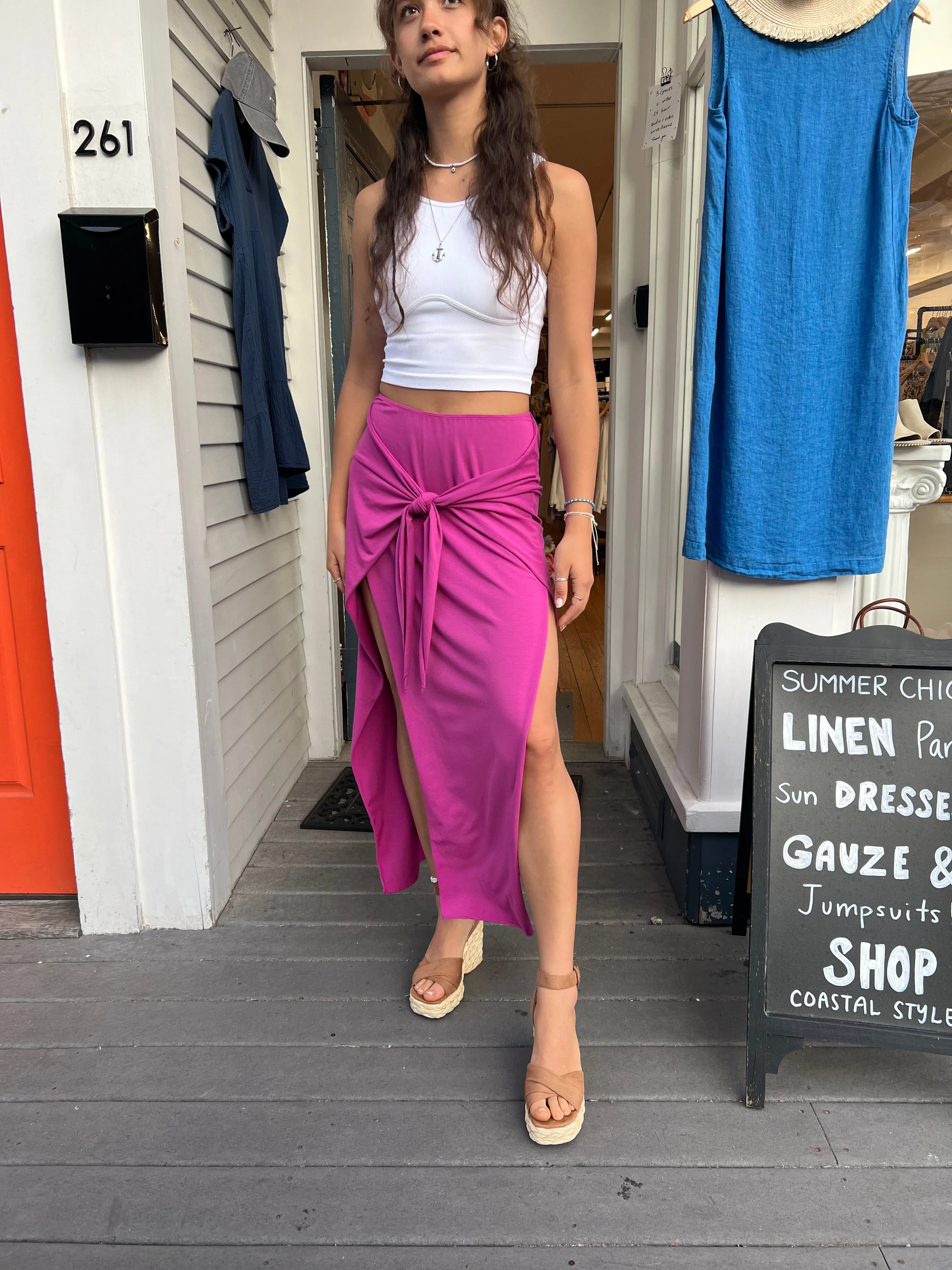 Tie Front Wrap Maxi Skirt