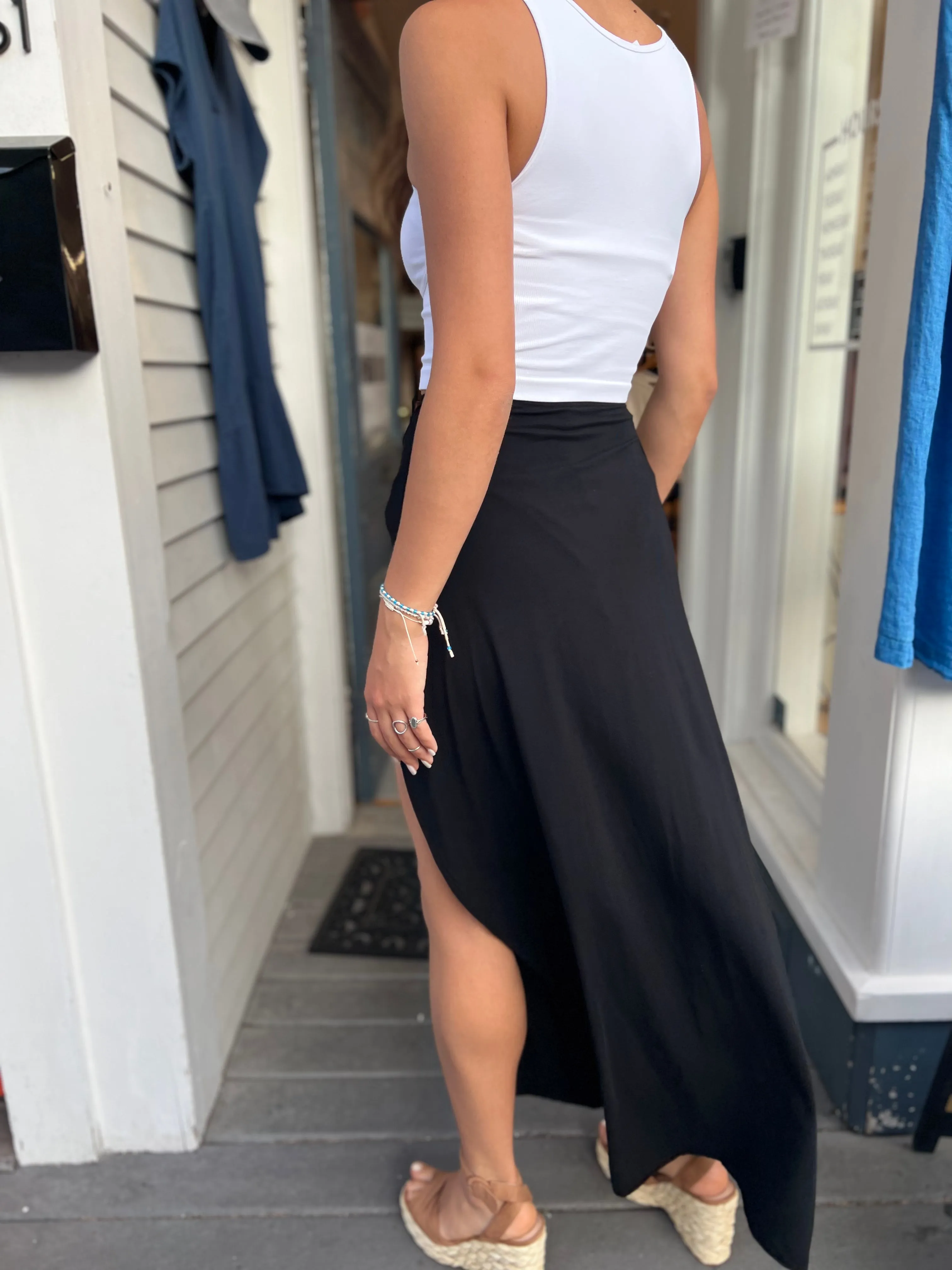 Tie Front Wrap Maxi Skirt