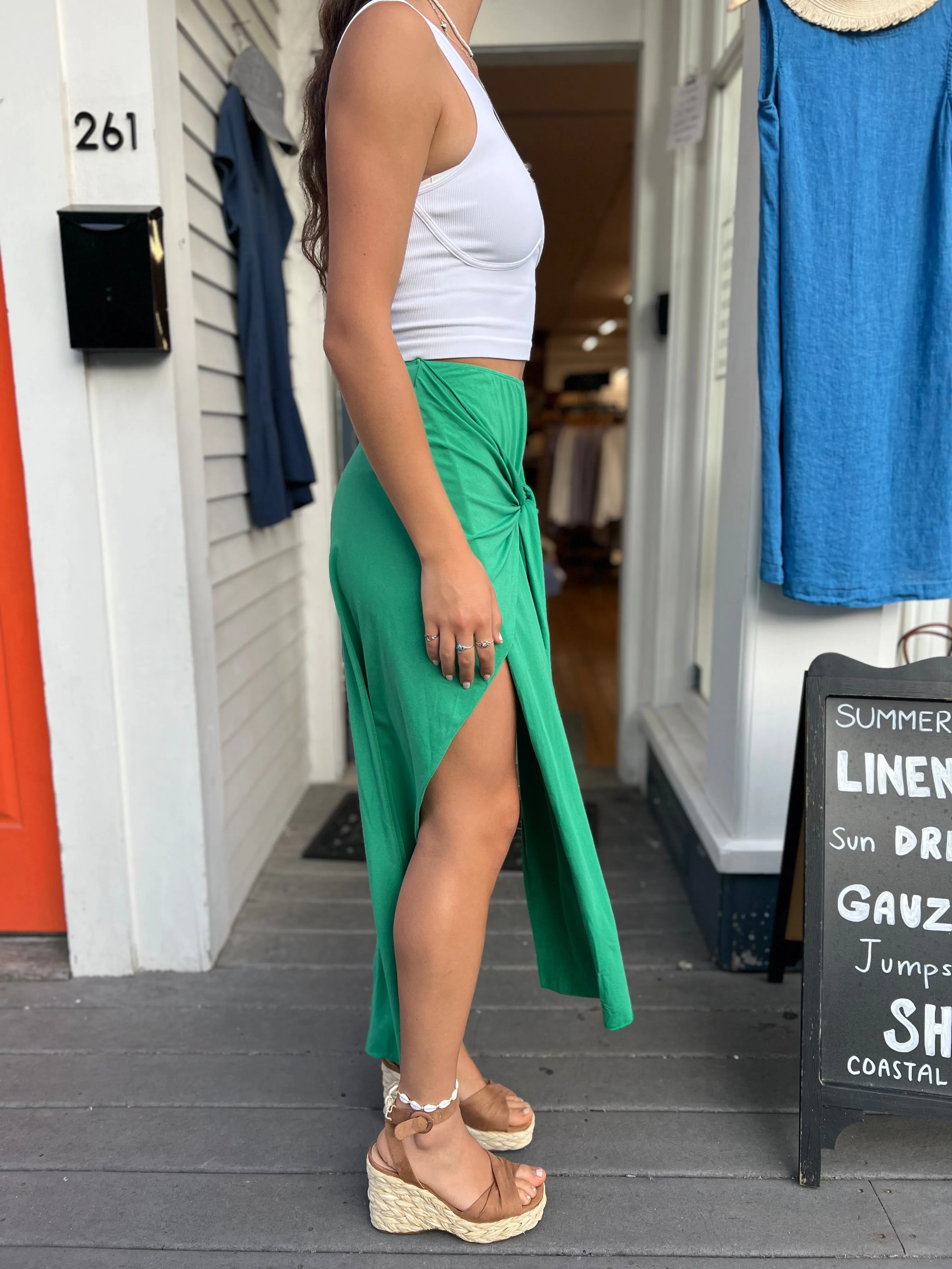 Tie Front Wrap Maxi Skirt