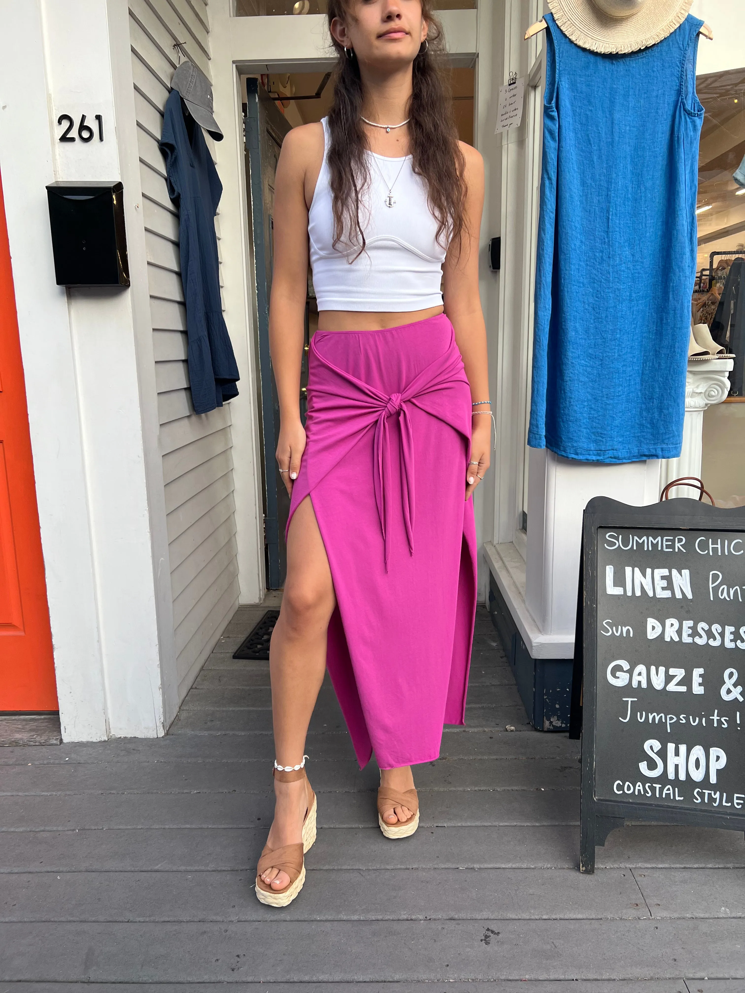 Tie Front Wrap Maxi Skirt