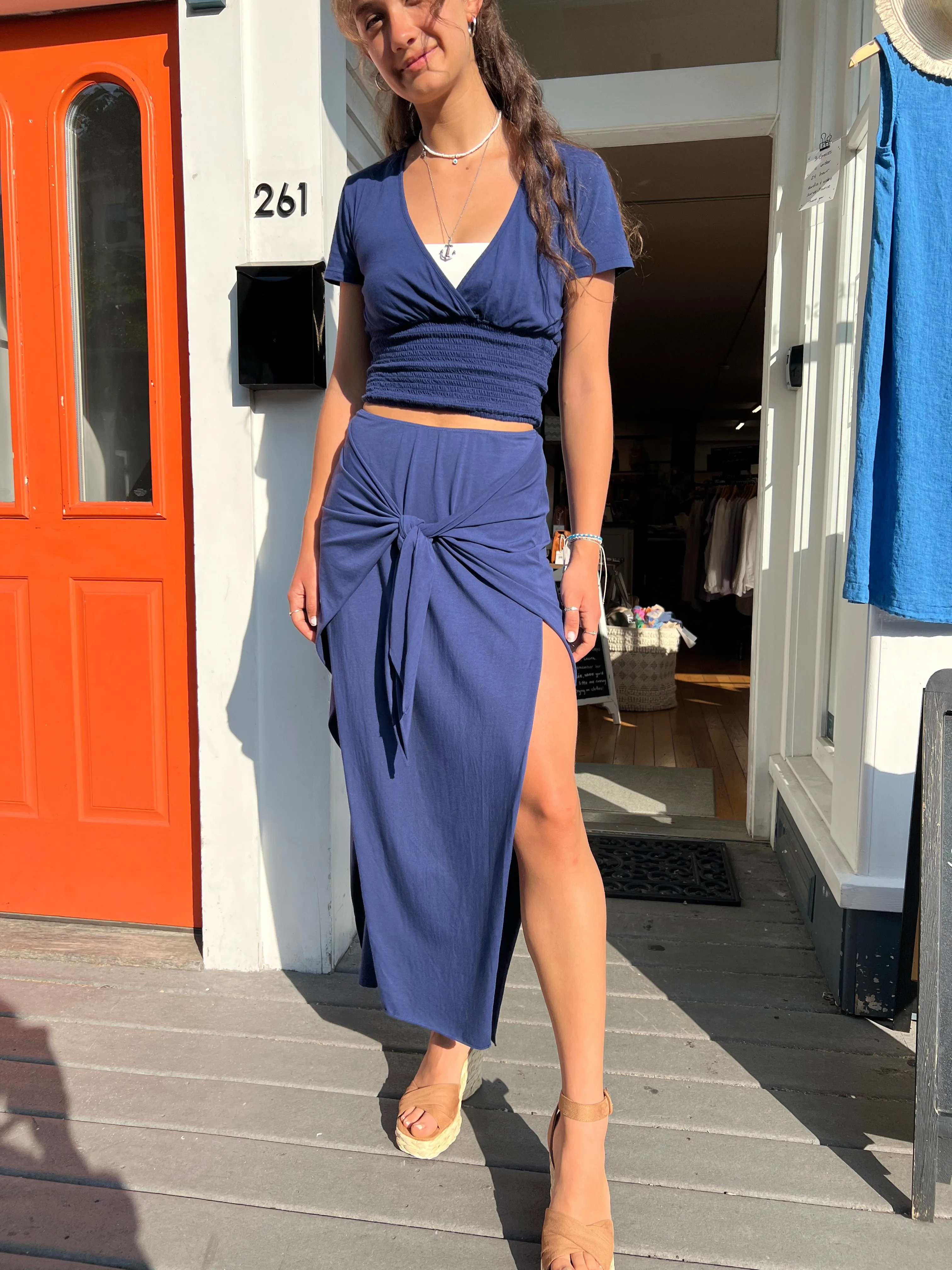 Tie Front Wrap Maxi Skirt