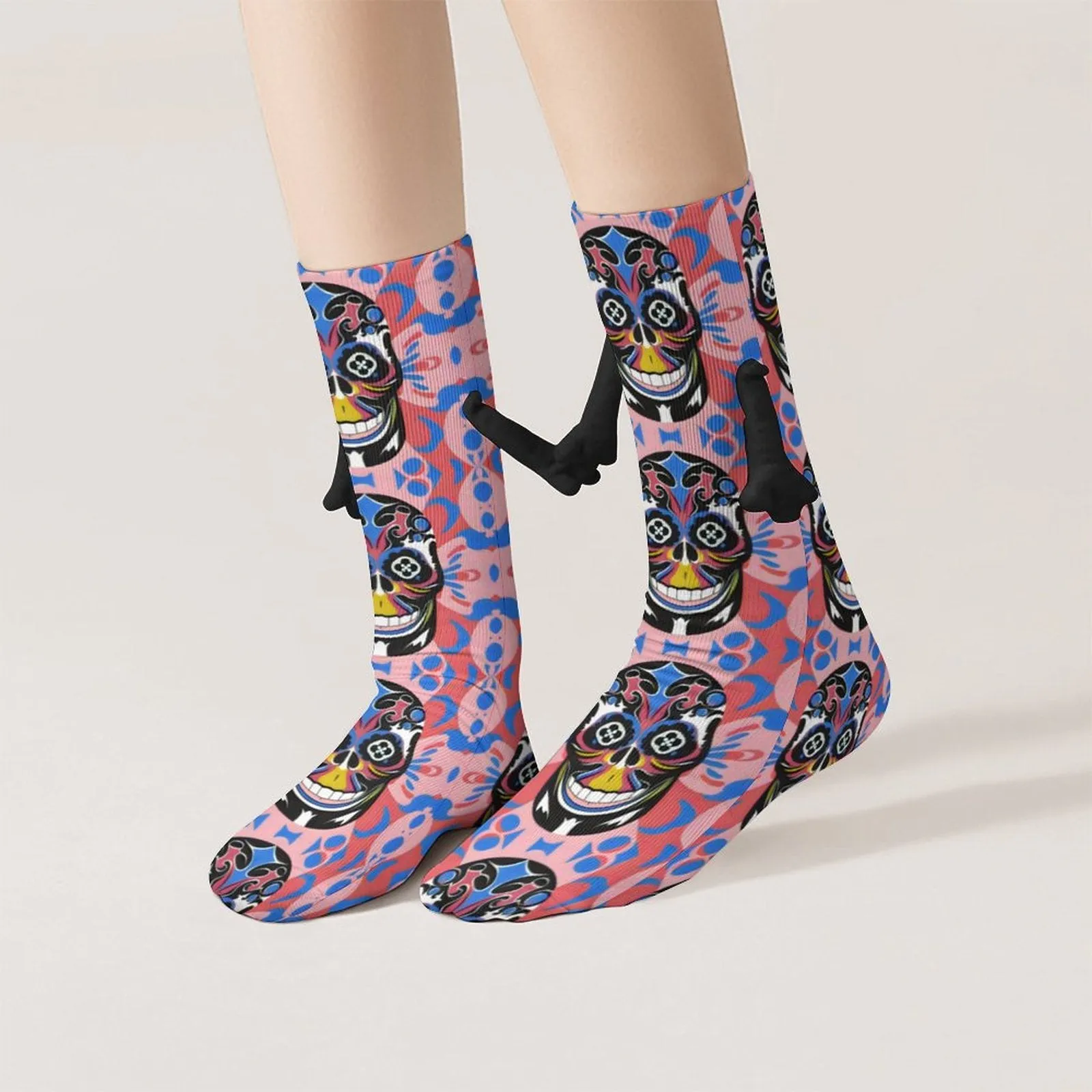 Totem Skulls - Magnetic Holding Hands Funny Socks