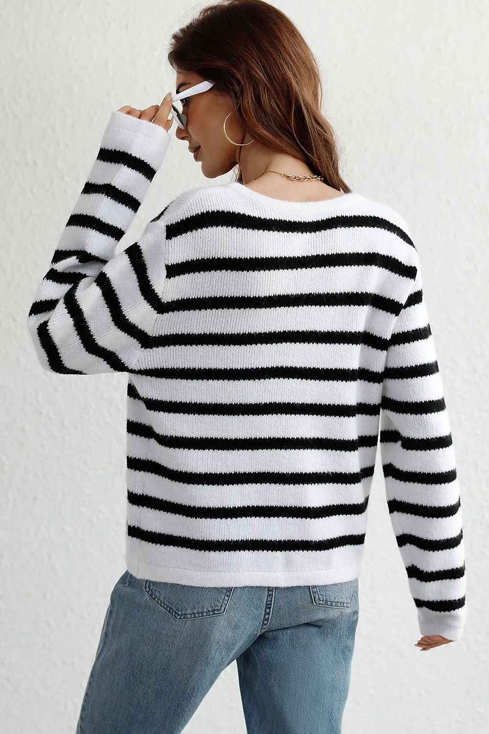 Tristan Striped Button Down Long Sleeve Cardigan