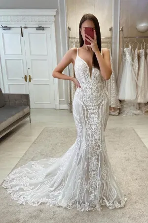 Tulle Vintage Mermaid Floral Lace Wedding Dresses, Bridal Gown, MW1008