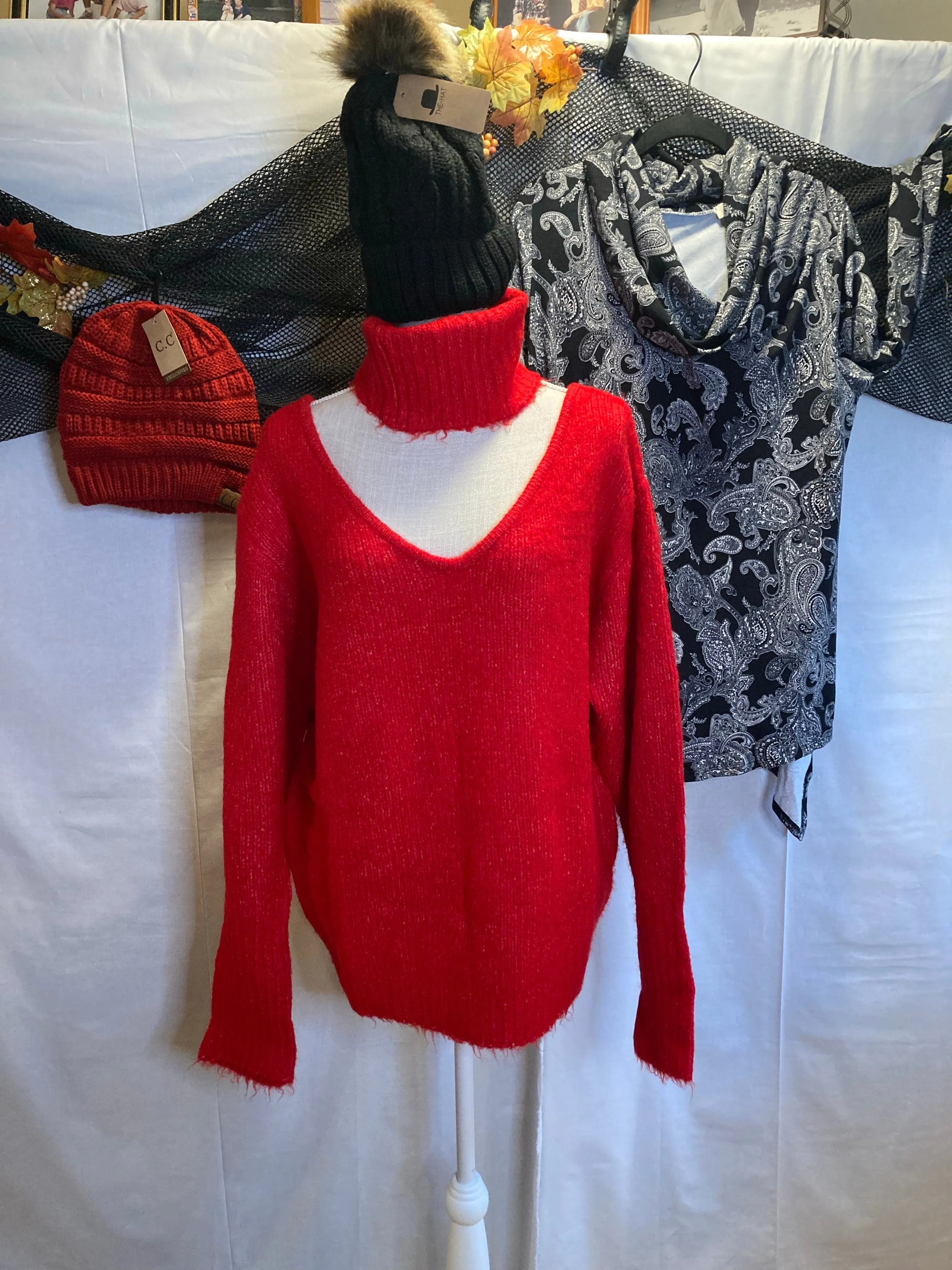 TURTLENECK CUTOUT SWEATER