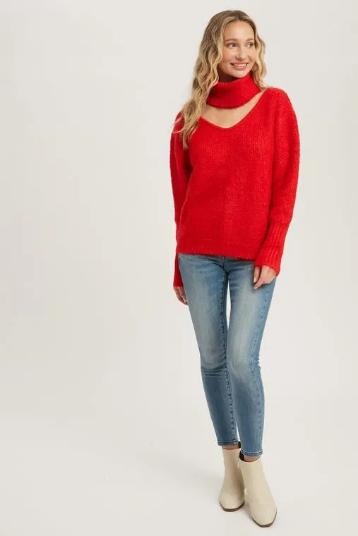TURTLENECK CUTOUT SWEATER