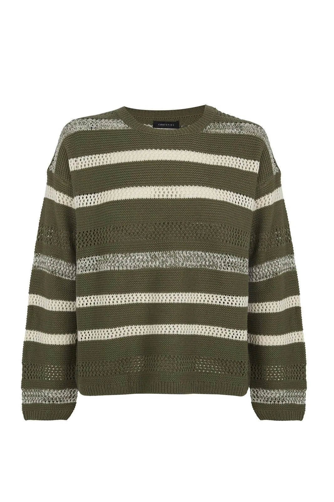 Two-tone striped jumper - Light Khaki