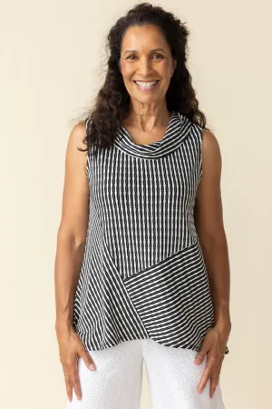 Uptown Stripe Sleeveless Cowl Top