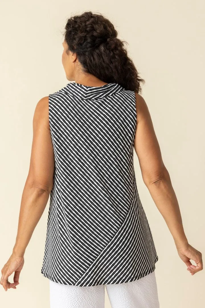 Uptown Stripe Sleeveless Cowl Top