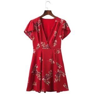 V-Neck Cape Short Sleeve  Mini Dress Multiple Colors