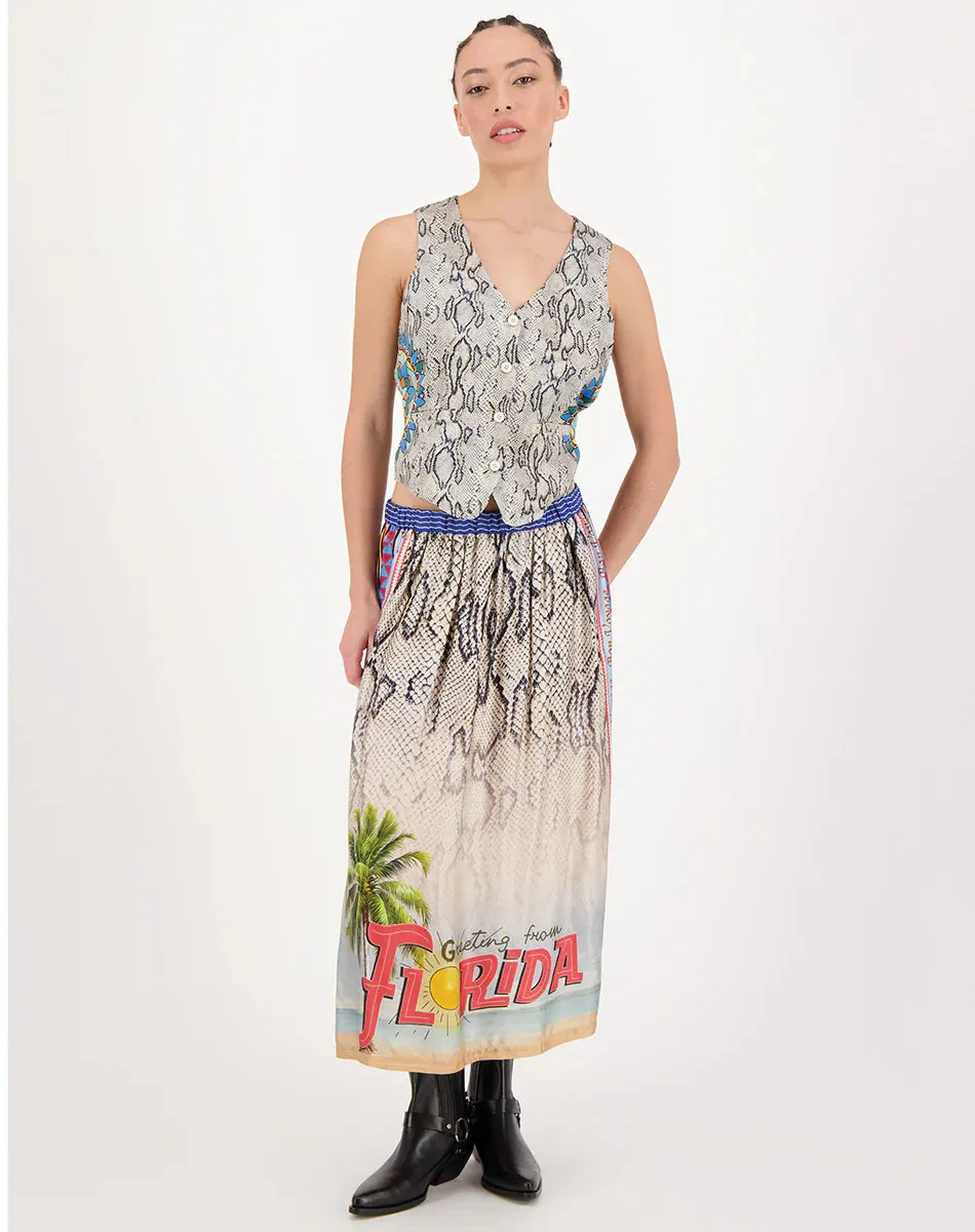 Vanessa Snake Midi Print Skirt by Me369