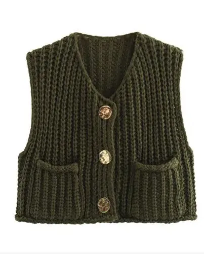 Vibrant Sleeveless Knit Cardigan Vest