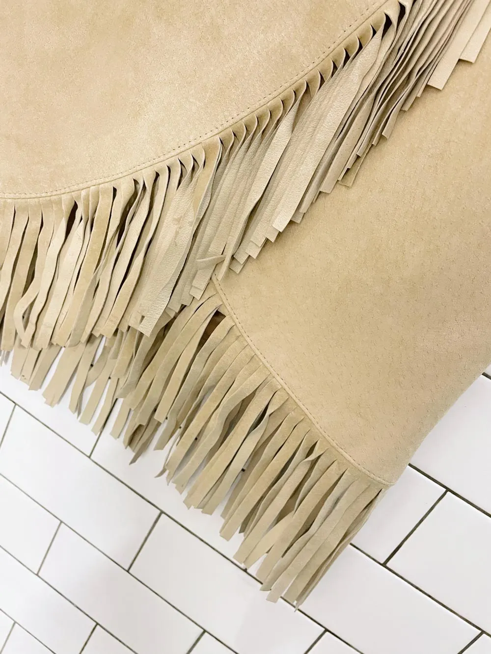vintage 90s danier fringe wrap suede maxi skirt