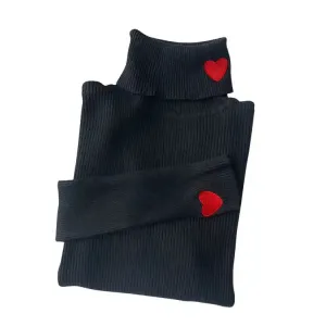 Vintage Red Hearts Jumpsuit with Adorable Heart Embroidery