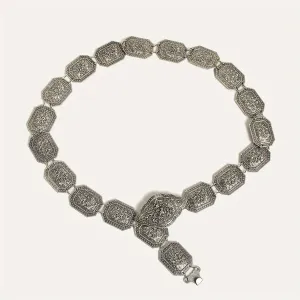 Vintage Silver Engraved Chain Belt for Women