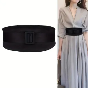 Vintage Wide Waist Cinch Belt Elastic Pleated Retro Belt for Dresses