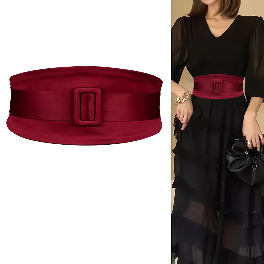 Vintage Wide Waist Cinch Belt Elastic Pleated Retro Belt for Dresses