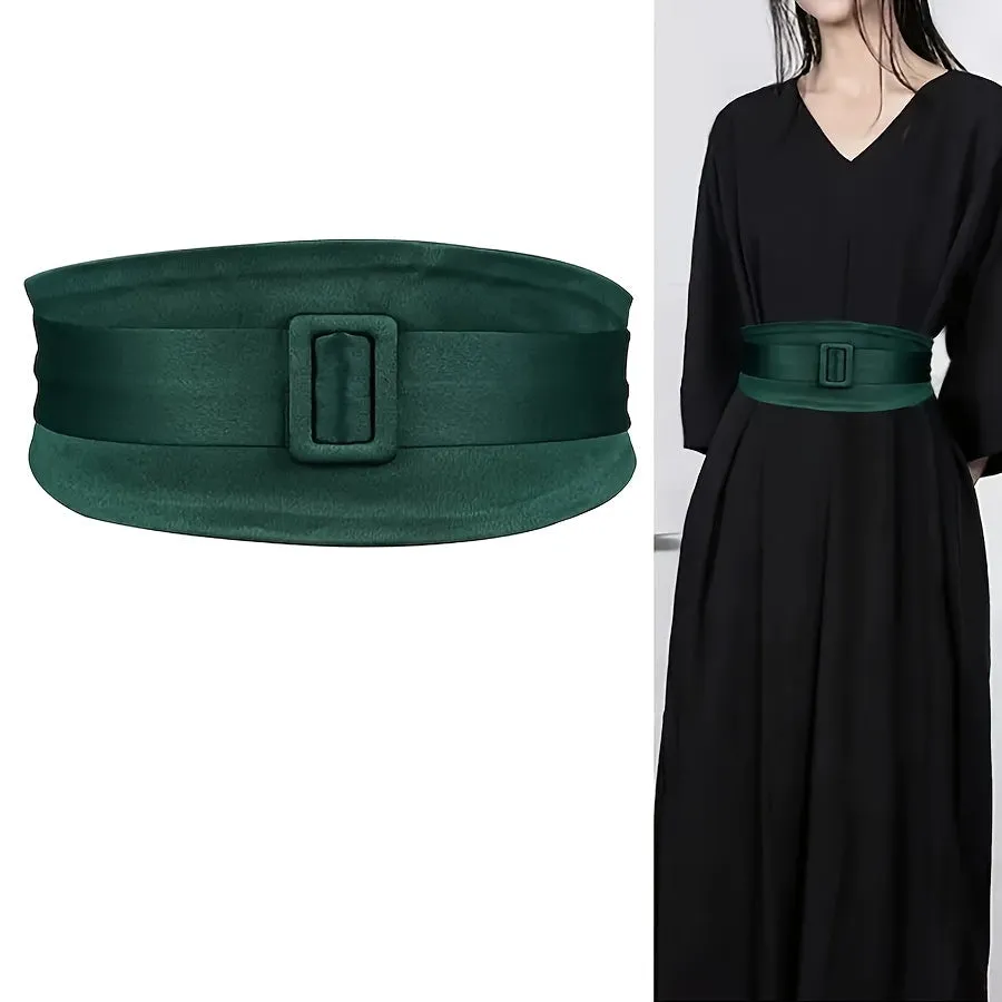 Vintage Wide Waist Cinch Belt Elastic Pleated Retro Belt for Dresses