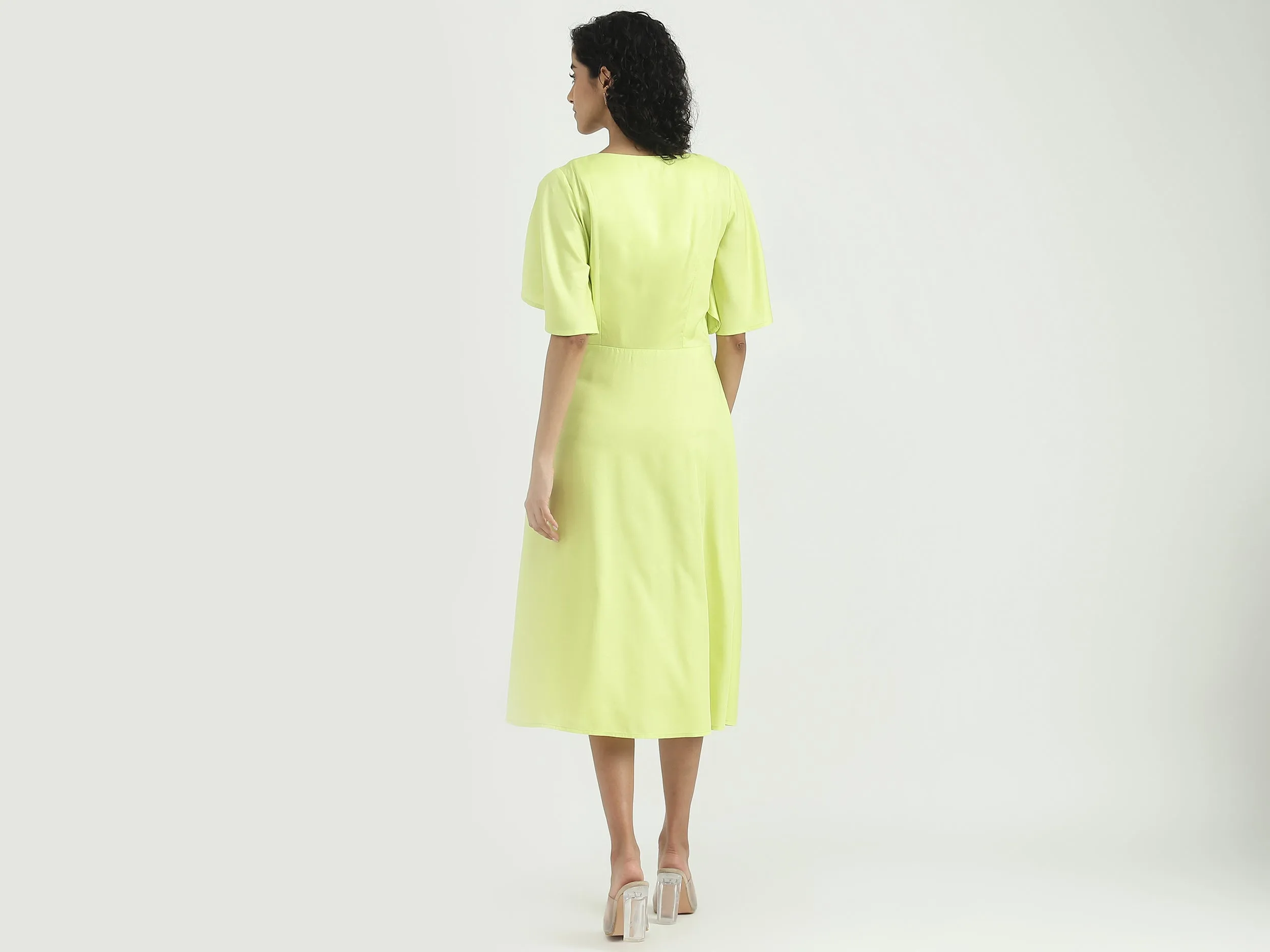 Viscose Solid V-Neck Women Dresses