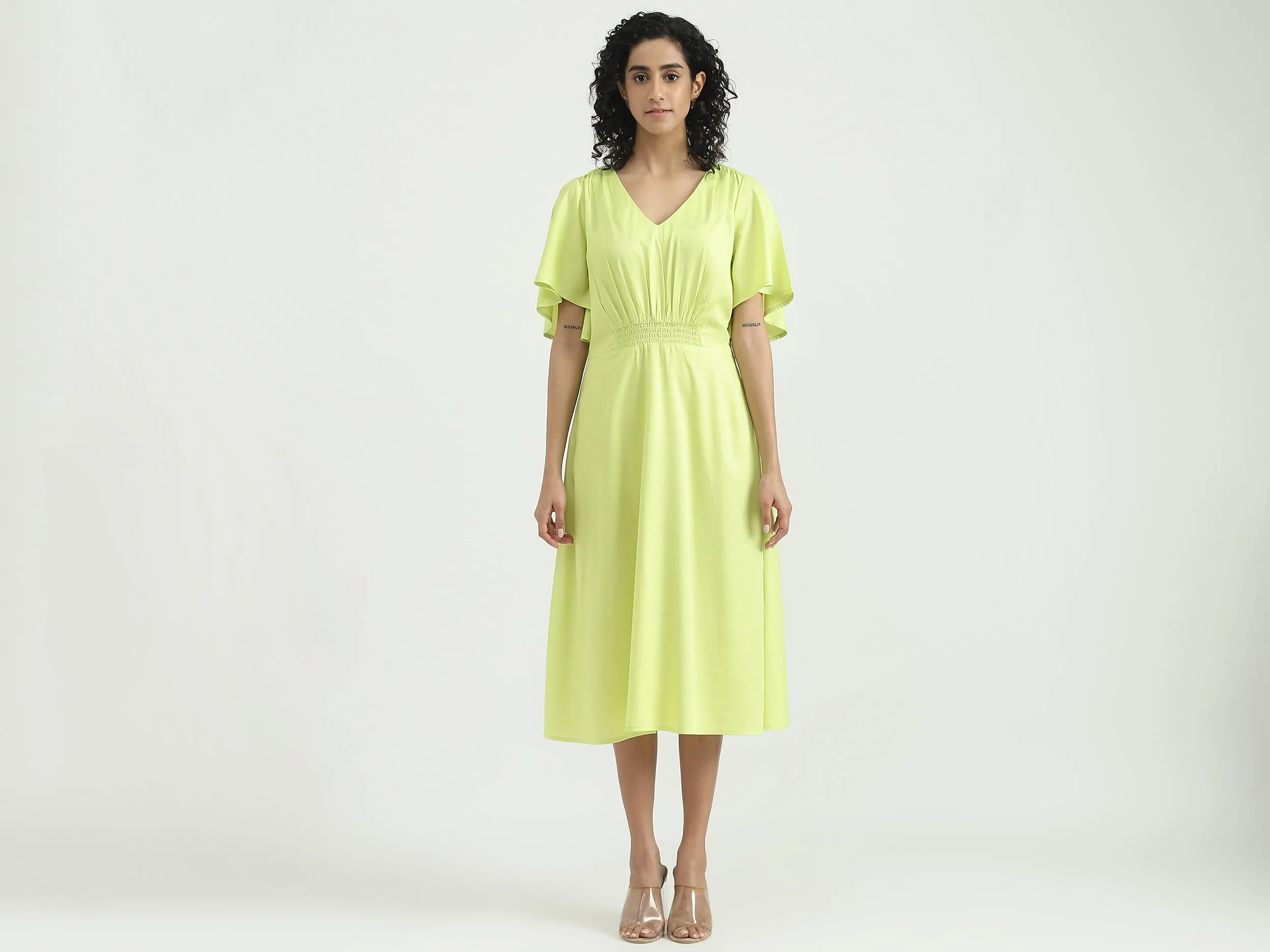 Viscose Solid V-Neck Women Dresses