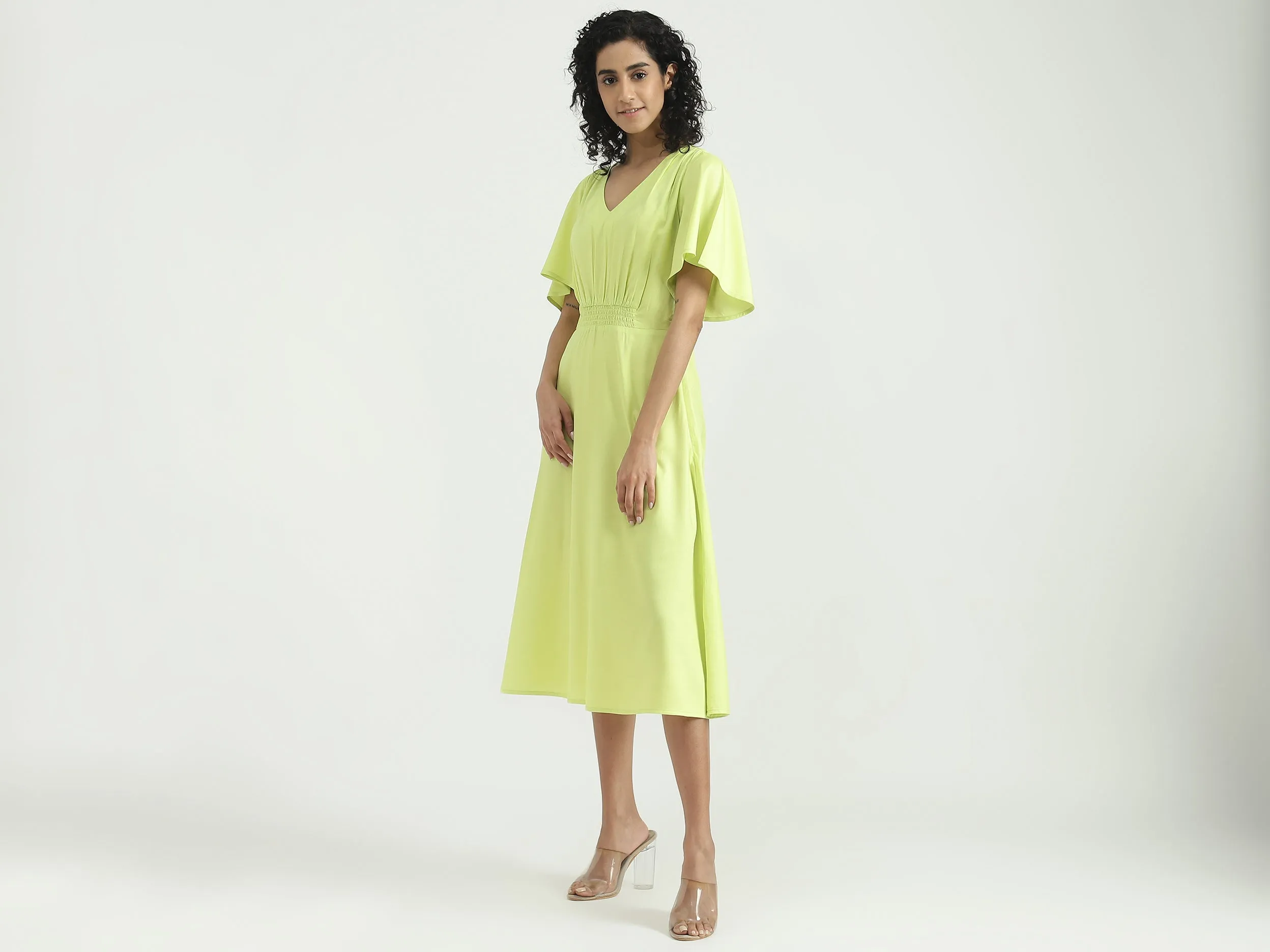 Viscose Solid V-Neck Women Dresses