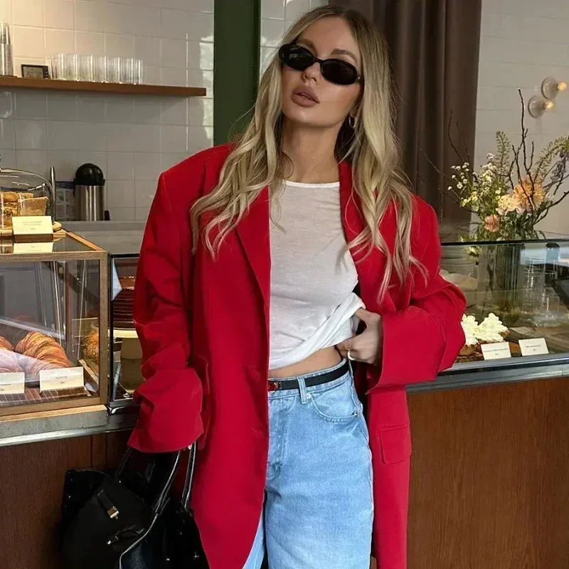 Wendy™ | Single Breasted Turn-down Collar Red Suit