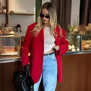 Wendy™ | Single Breasted Turn-down Collar Red Suit