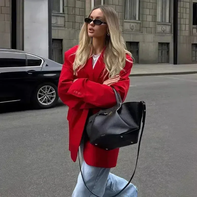 Wendy™ | Single Breasted Turn-down Collar Red Suit