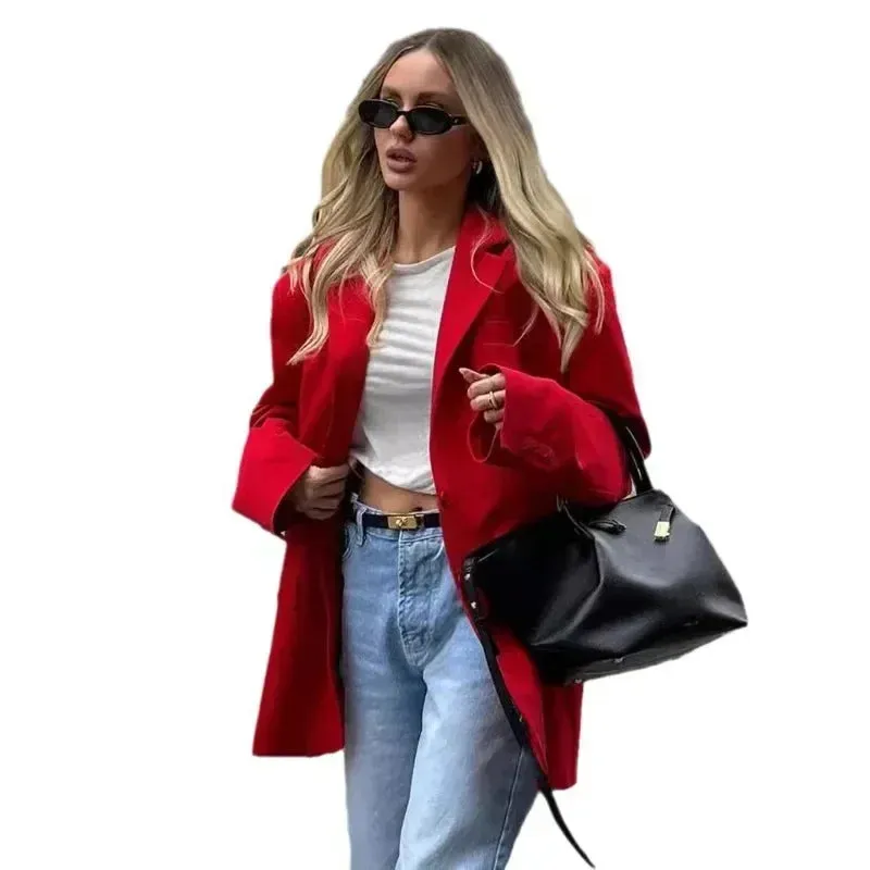 Wendy™ | Single Breasted Turn-down Collar Red Suit