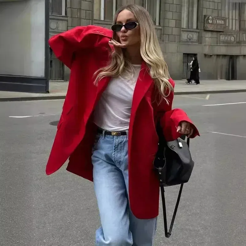 Wendy™ | Single Breasted Turn-down Collar Red Suit