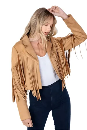 Western Fringe Brown Leather Jacket for Women WFJ572