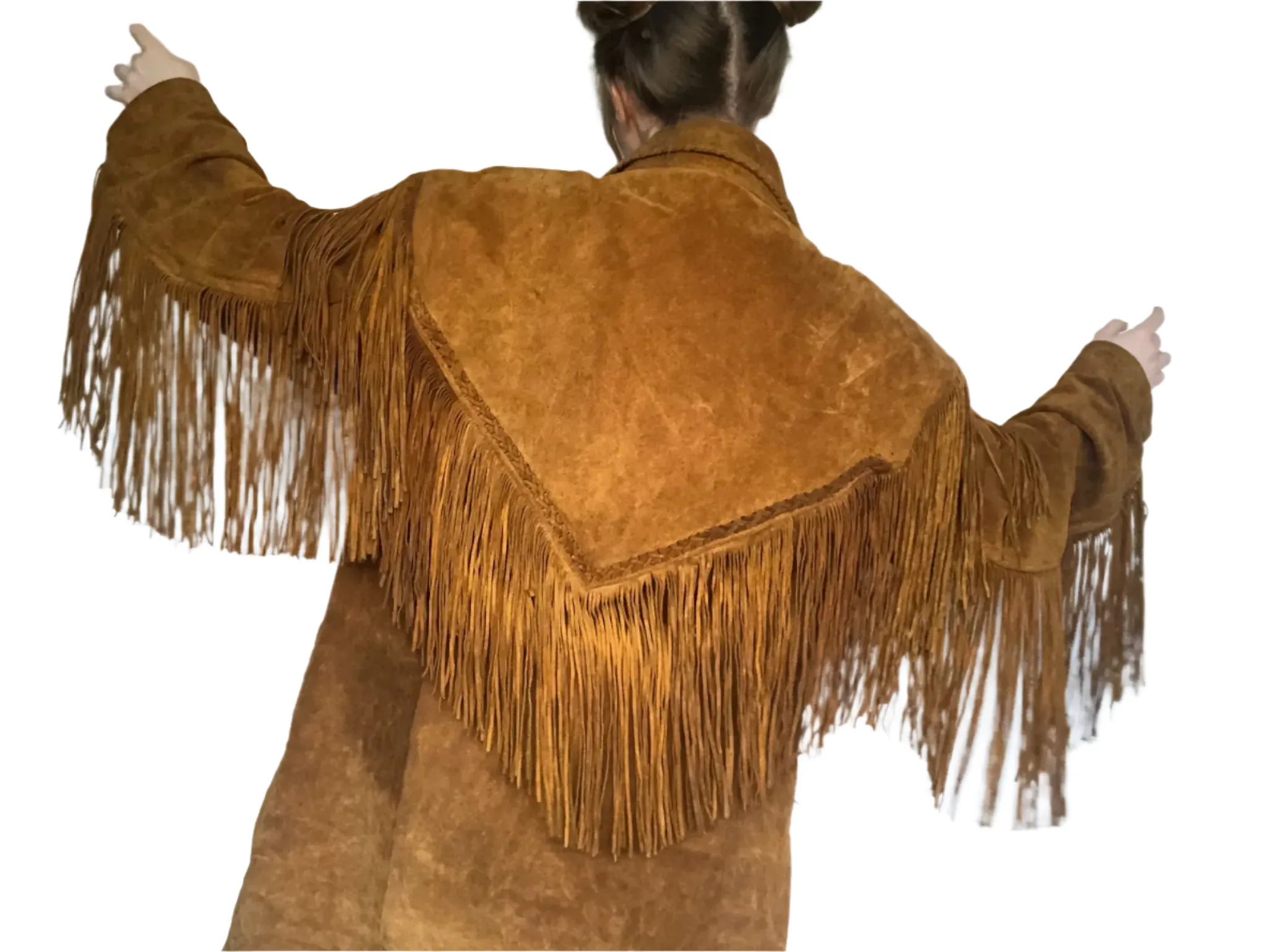 Western Fringe Brown Suede Leather Jacket for Women WFJ522