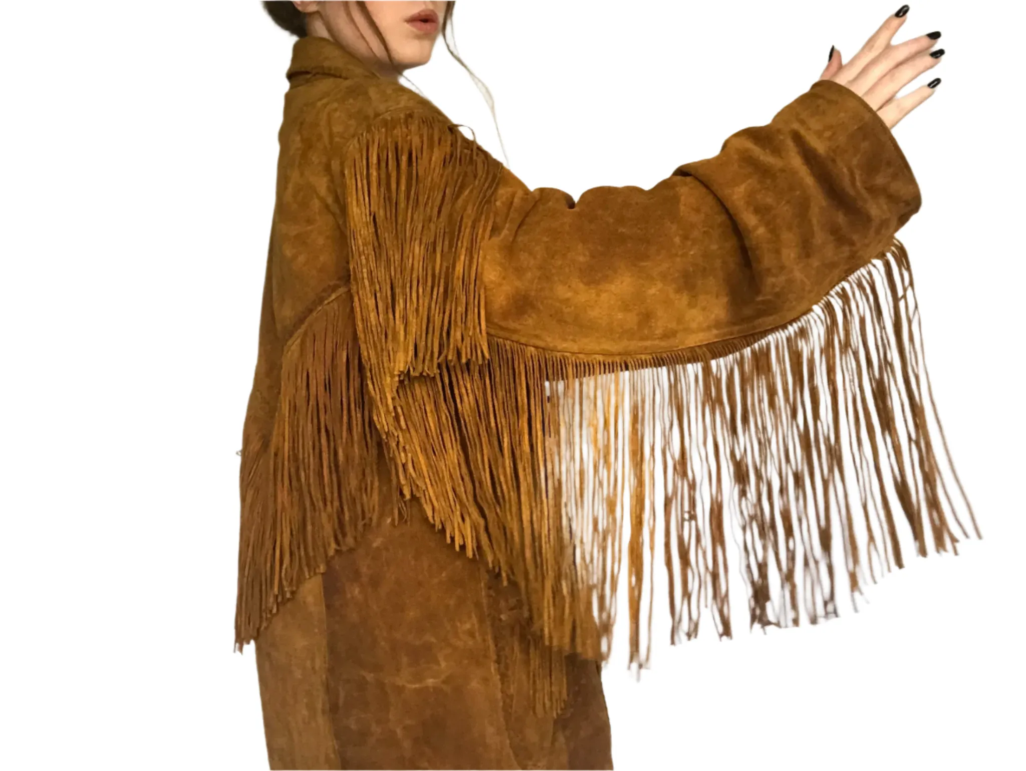 Western Fringe Brown Suede Leather Jacket for Women WFJ522