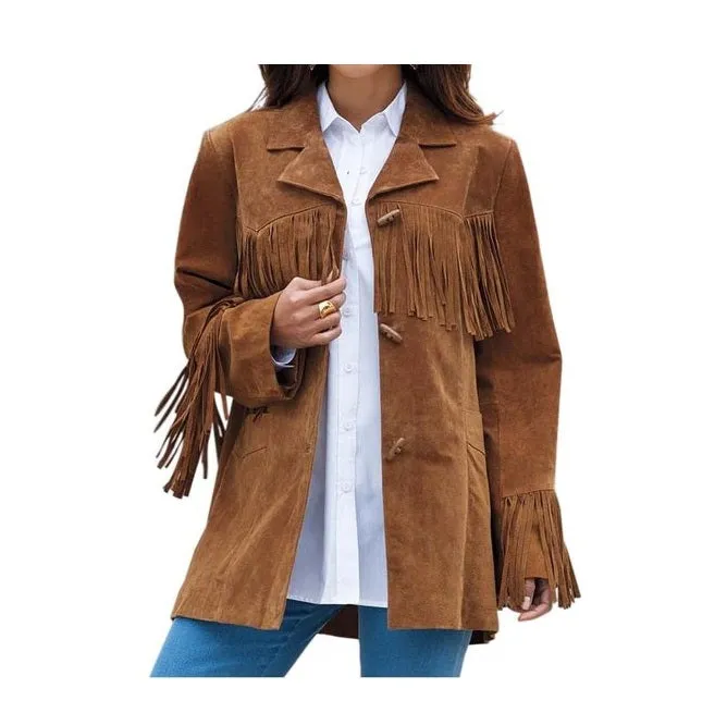 Western Fringe Suede Leather Jacket for Women in All Colors WFJ525