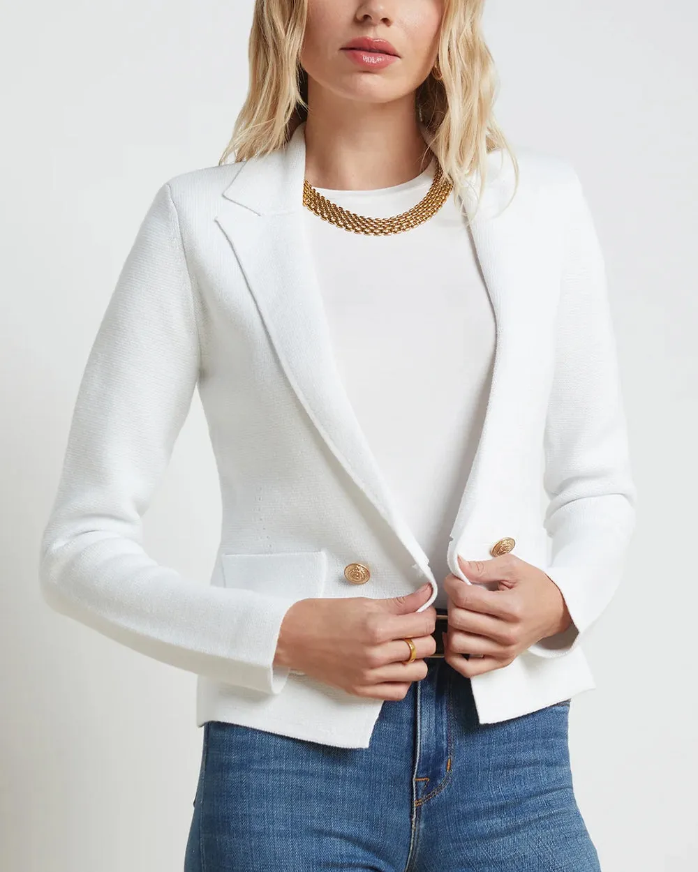 White Sofia Knit Blazer