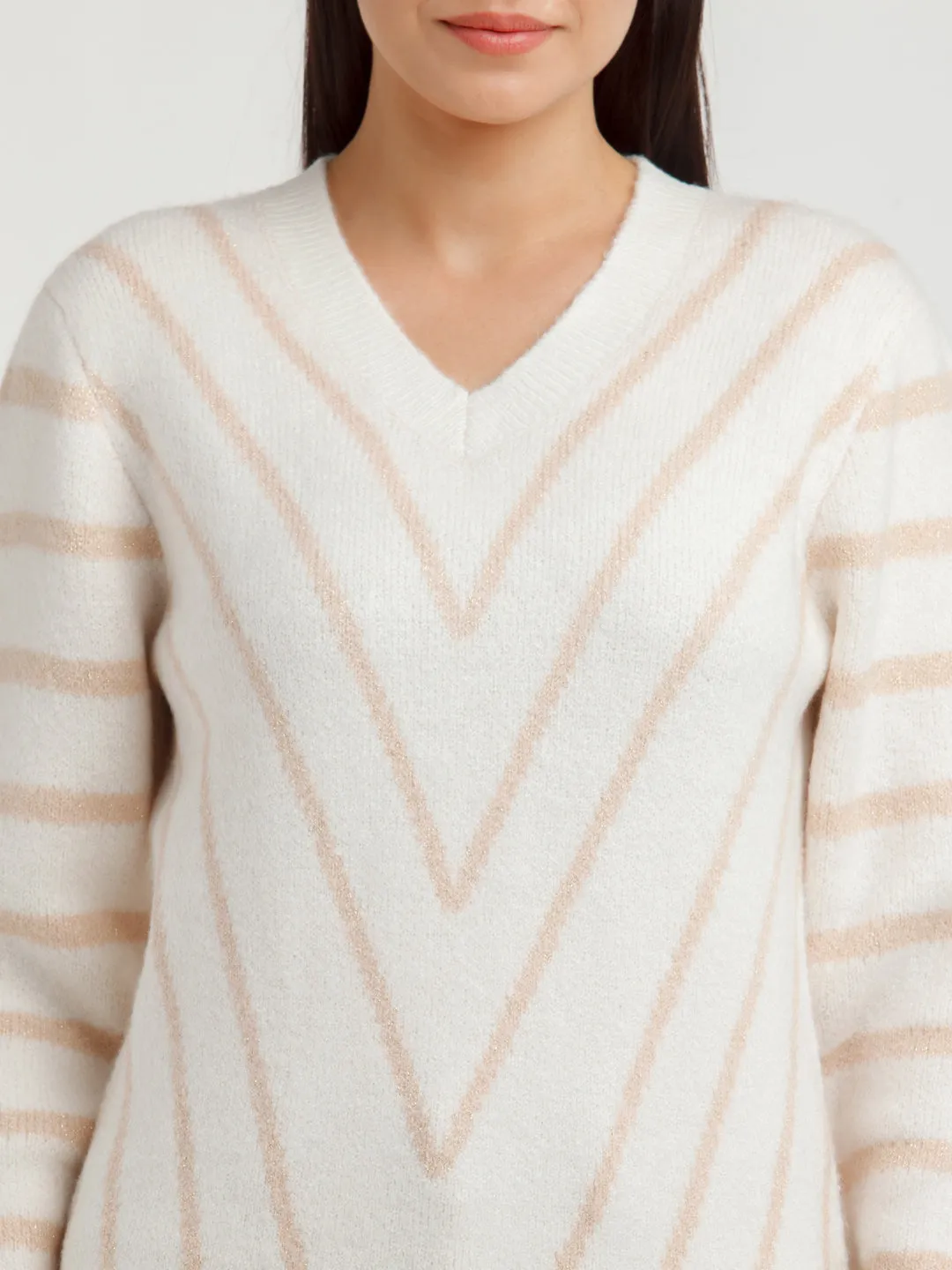 White Striped Sweater
