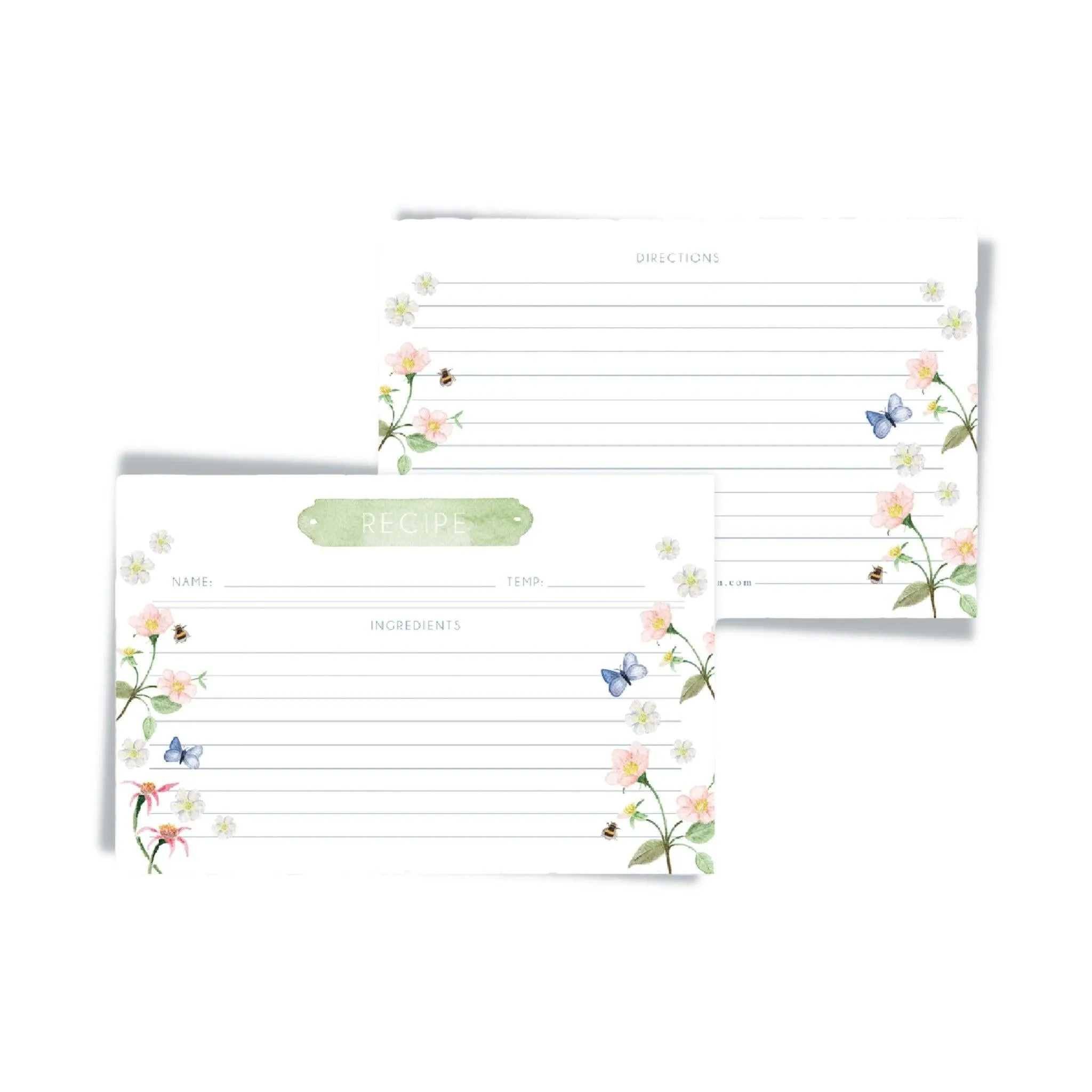 Wildflower Watercolor Recipe Cards