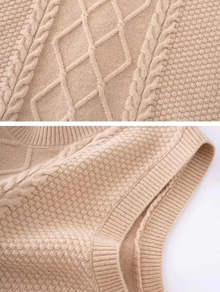 Women 100% Pure Wool Round Neck Vest