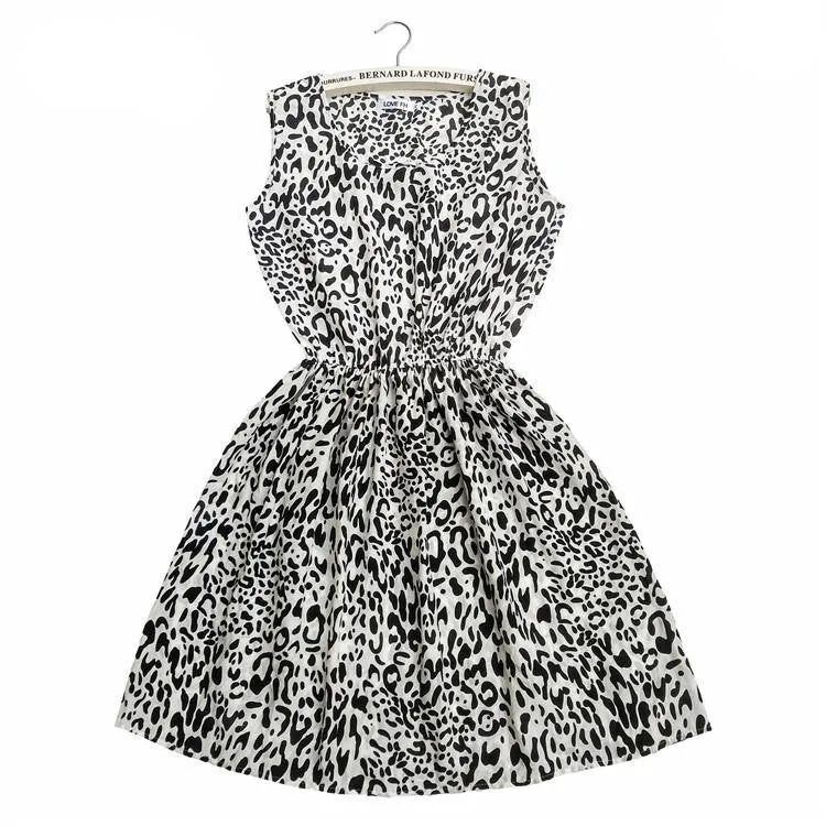 Women Casual Print Sleeveless Dress Chiffon stripe / floral print Elastic Waist Bohemian Beach Dresses
