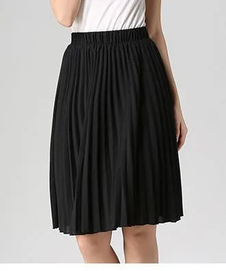 Women Chiffon Pleated Skirt Vintage High Waist Tutu Skirts Womens Saia Midi Rokken Summer Style Jupe Skirt