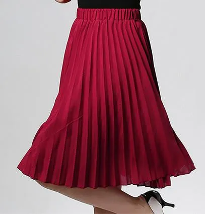 Women Chiffon Pleated Skirt Vintage High Waist Tutu Skirts Womens Saia Midi Rokken Summer Style Jupe Skirt