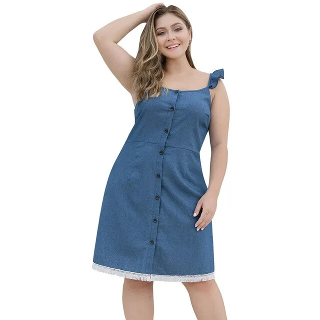 Women Plus Size Denim Summer Dress