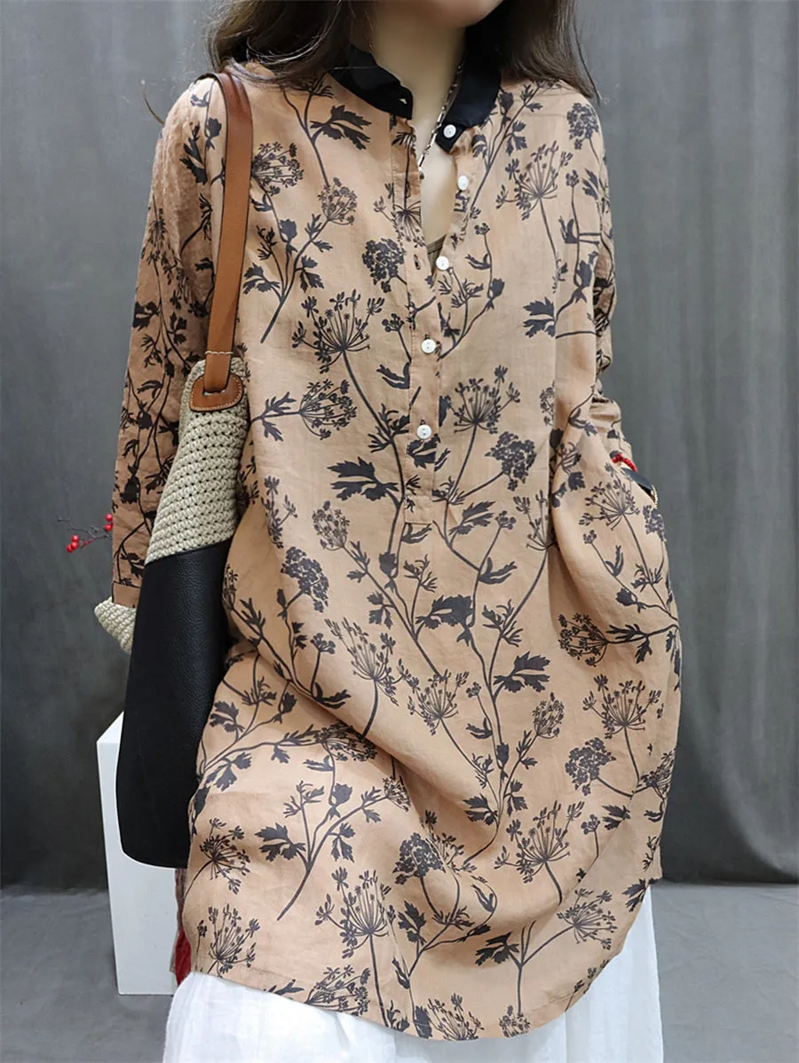 Women Spring Vintage Flower Shirt