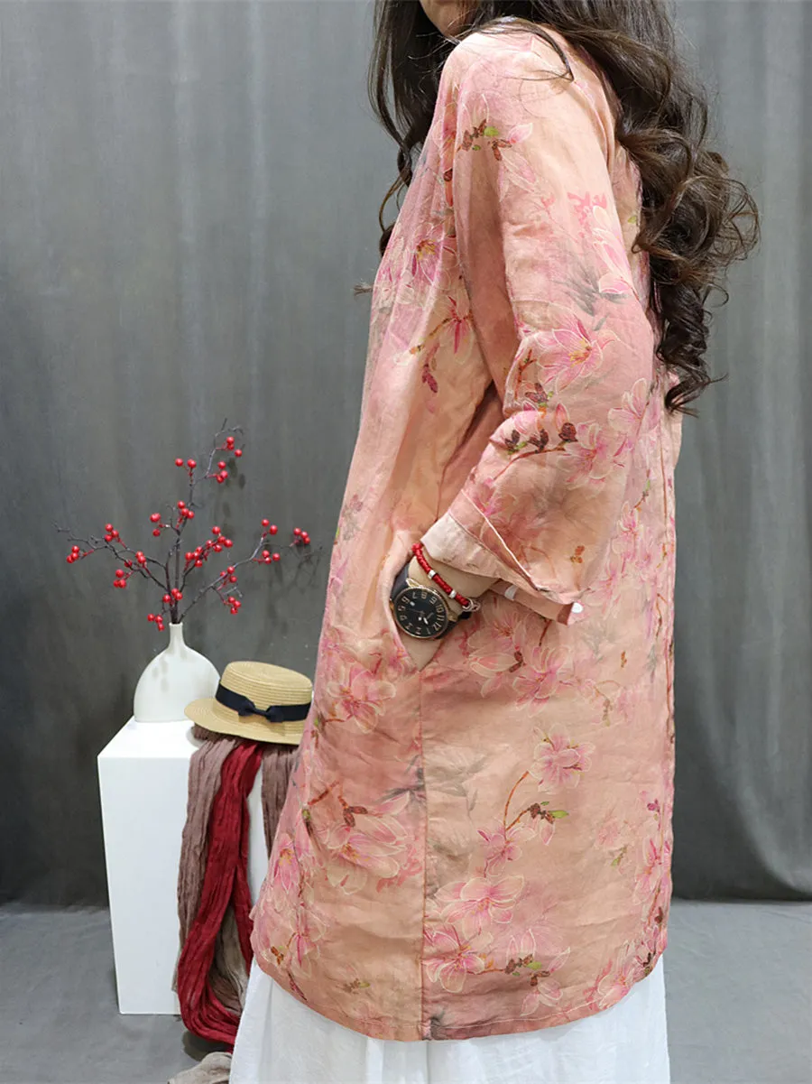 Women Spring Vintage Flower Shirt