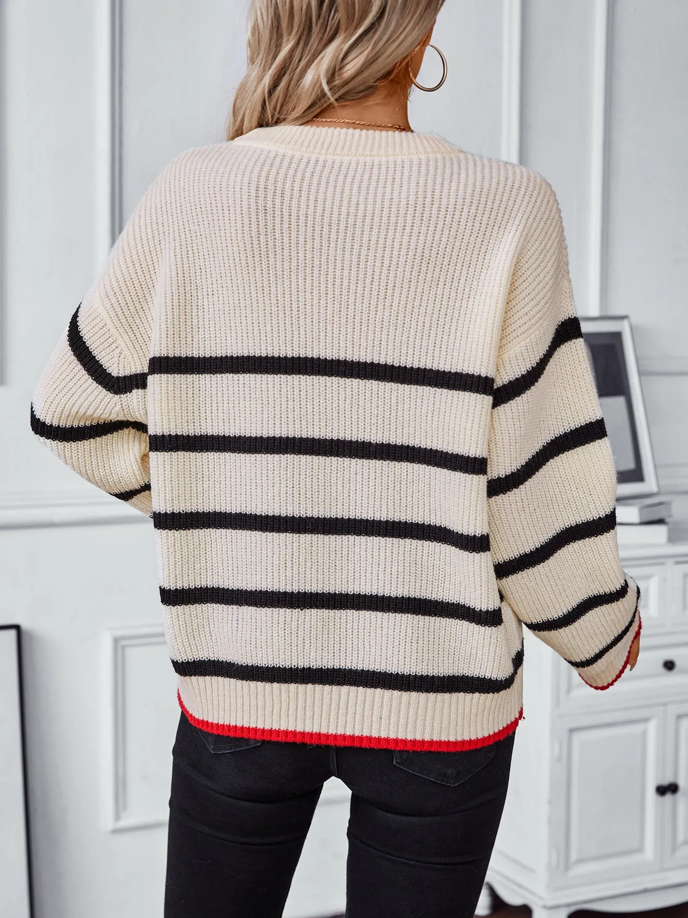 Women's Casual Striped Jumper in Soft Knit