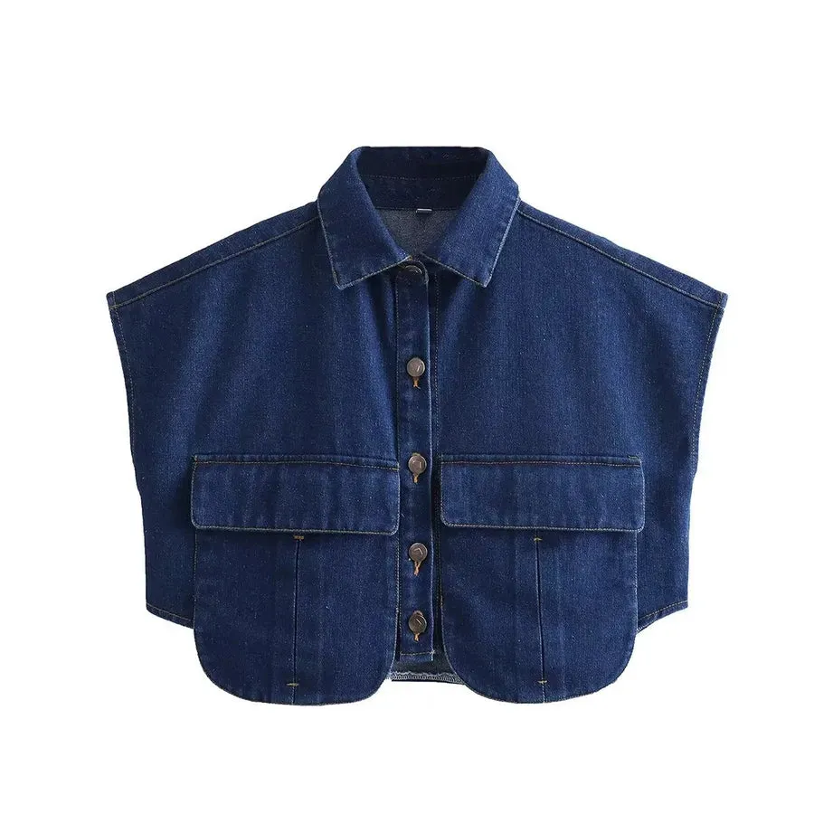 women's coat blouse sleeveless blouses pocket casual solid color