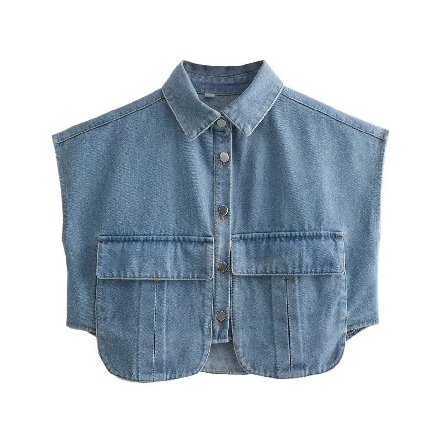 women's coat blouse sleeveless blouses pocket casual solid color