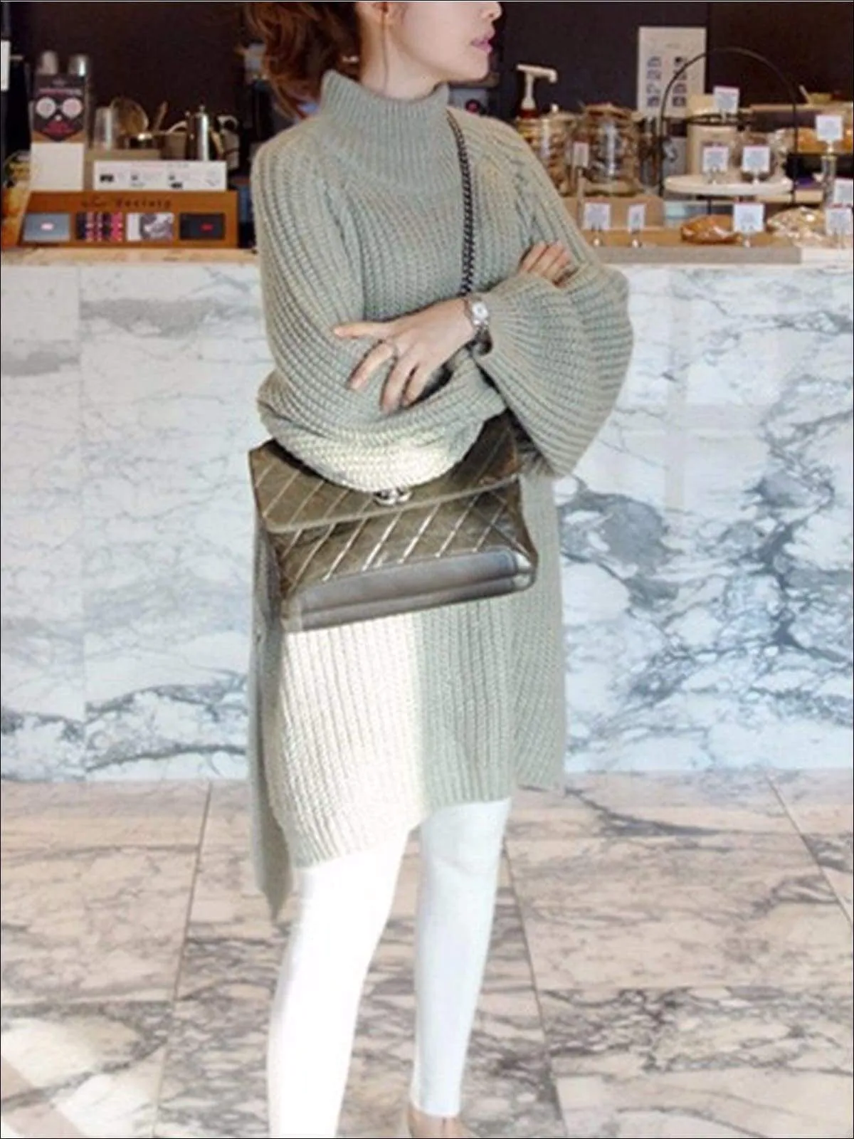 Women's Over-Sized Fall Knit Turtleneck Sweater