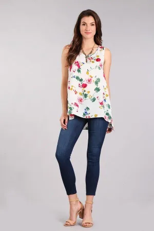 Woven Floral Sleeveless Top