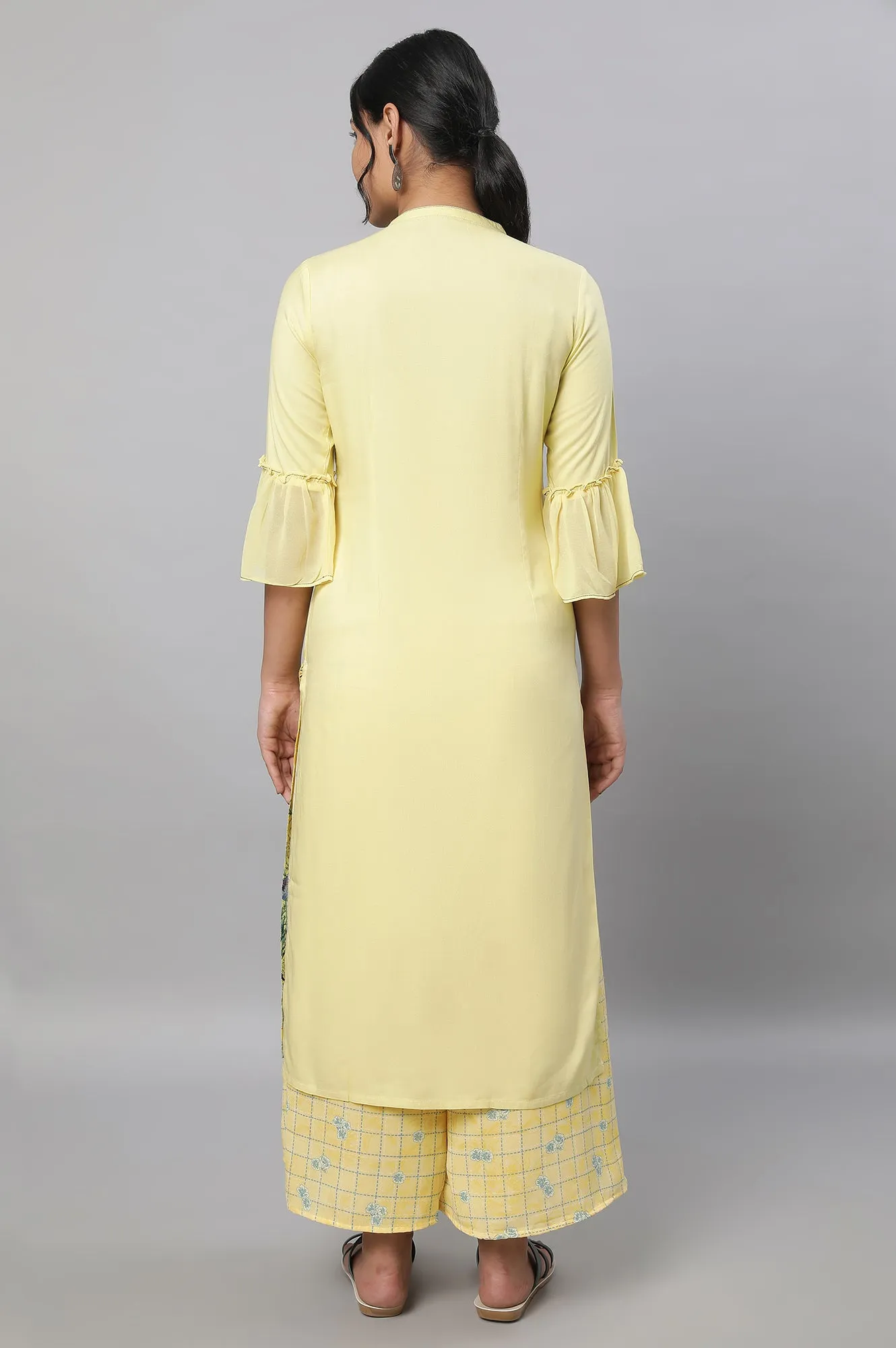 Yellow Printed kurta & Culottes Set